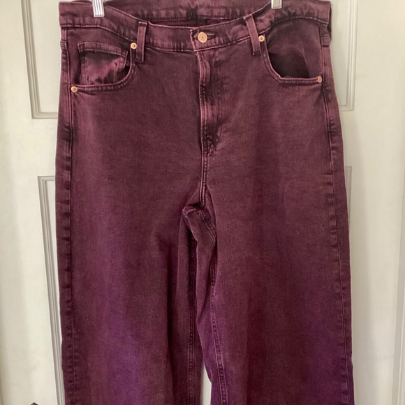 GAP High Rise Stride Wide-Leg Jeans Purple Red Size 32 14 Tall Fall Denim Wide - Picture 6 of 16